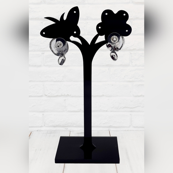 NEW Silver and Teal Abalone Circle Drop Earrings - Picture 6 of 9